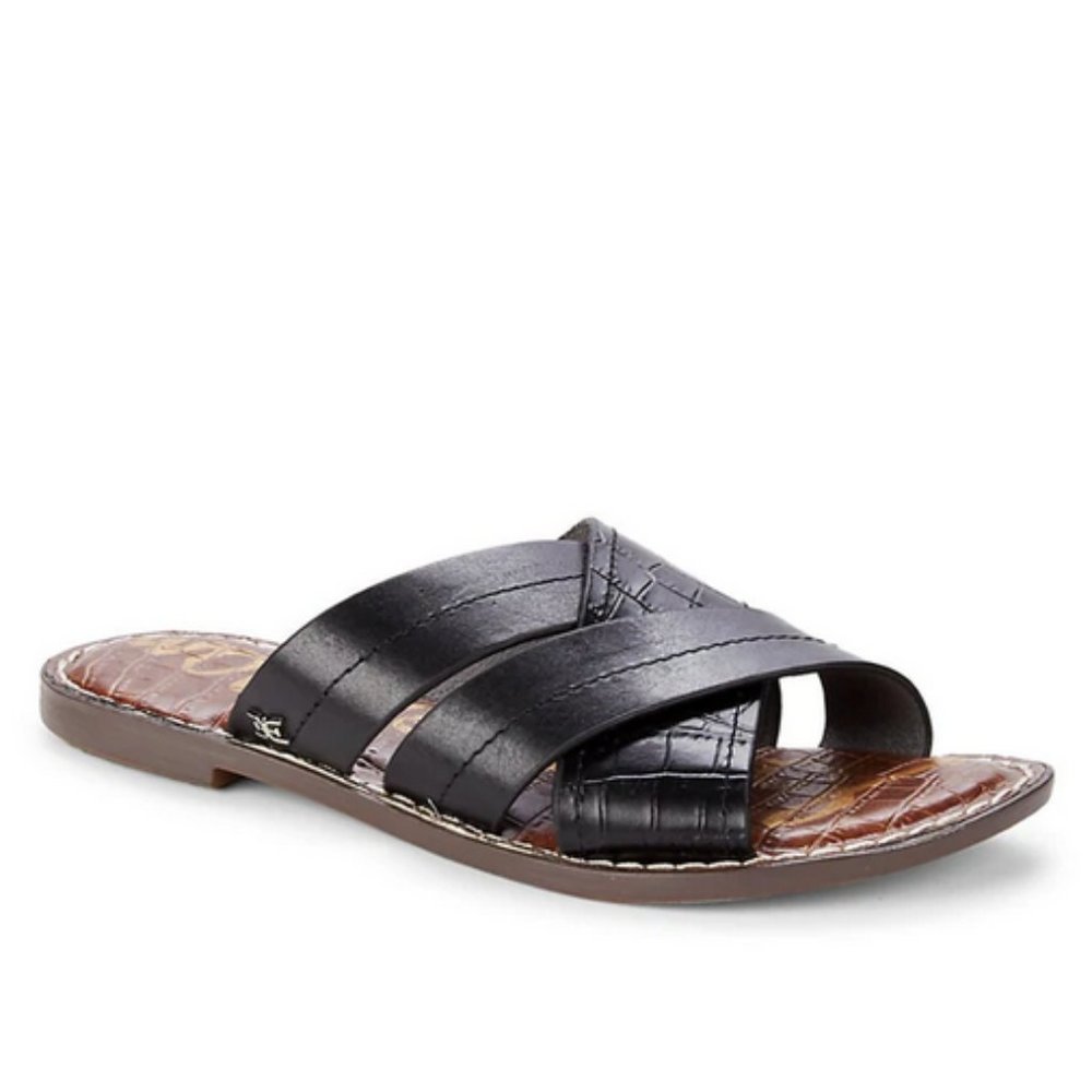 SAM EDELMAN Black Leather Slide Sandals